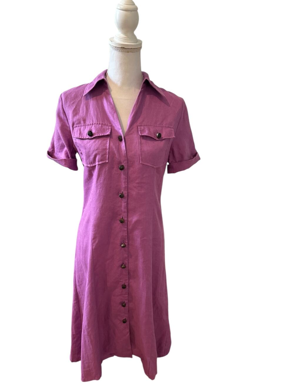 Charter Club Linen Midi Shirt Dress Amethyst 4